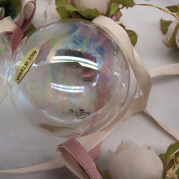 Lot Of 13 Victorian Style Iridescent Clear Glass Ornaments Ball Heart Bell - Picture 10 of 16
